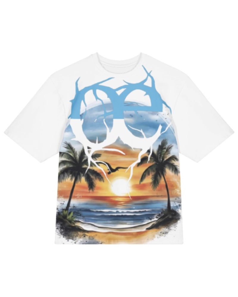 White Paradise Oversized Graphic T-Shirt